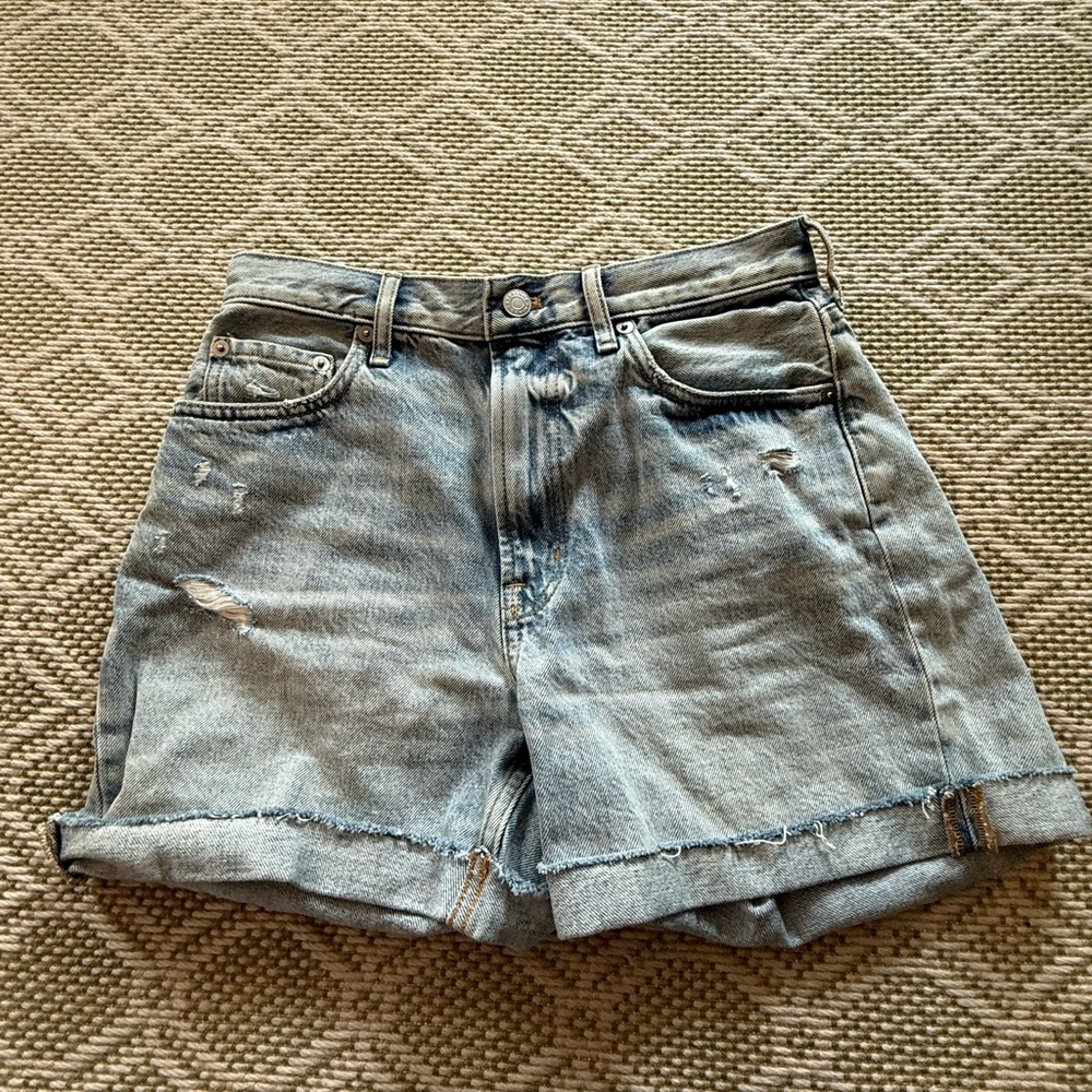 Everlane Cheeky Jean Short Light Blue Distressed